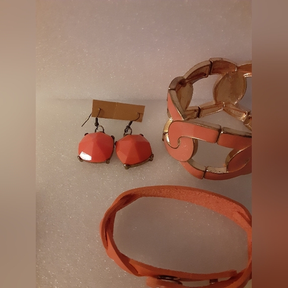 Orange Jewelry Lot Bracelets and Earrings - Picture 2 of 6